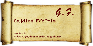 Gajdics Fóris névjegykártya